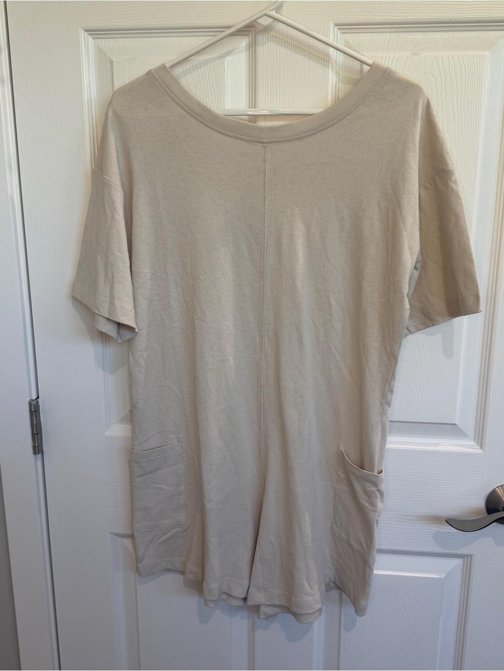 Zenana 100% Cotton Beige Romper - Picture 3 of 5
